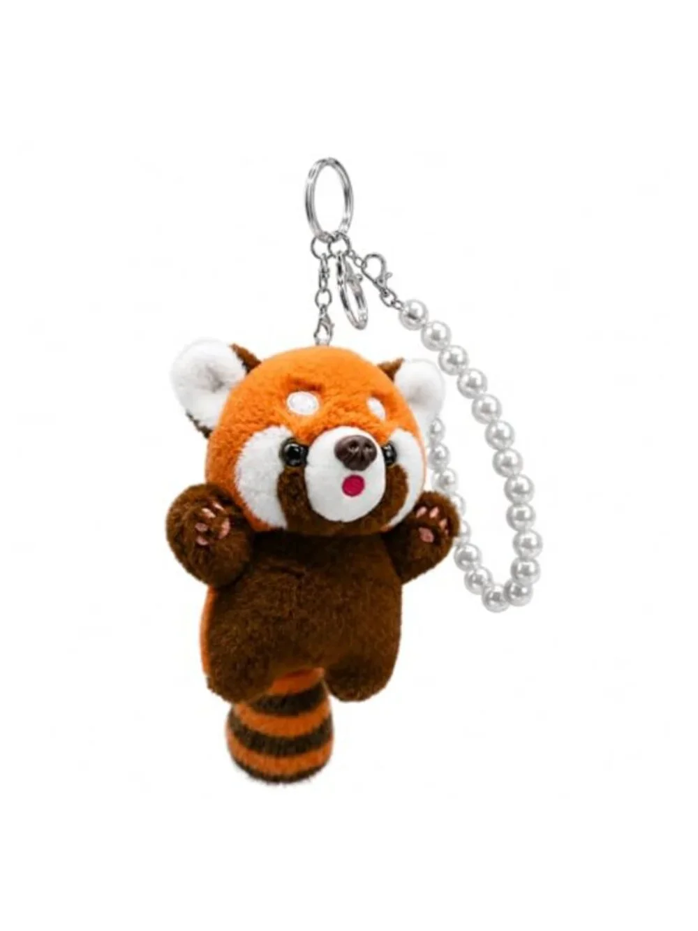 Plush Keychain Bag Charm with Pearl Accent for Handbags & Keys